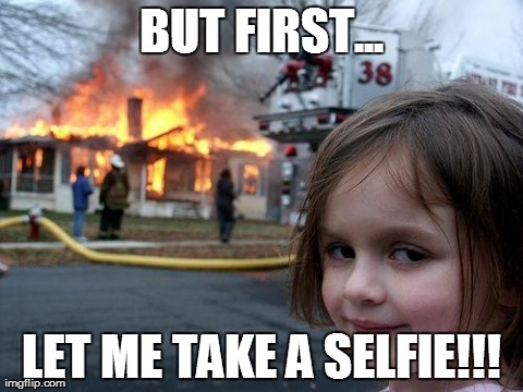 Disaster meme girl selfie